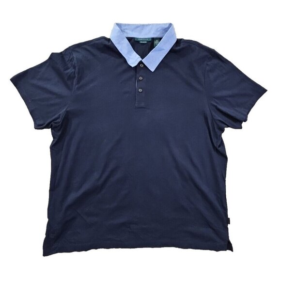 Perry Ellis Polo Shirt Men's Size XXL Navy Blue Pima Cotton Performance Golfwear - Picture 1 of 10